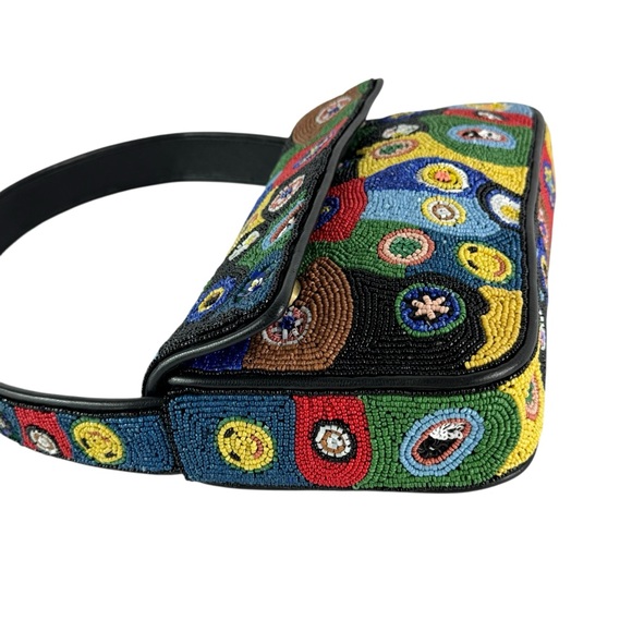 STAUD Tommy Beaded Bag Black Millefiori Shoulder Bag - Picture 7 of 11